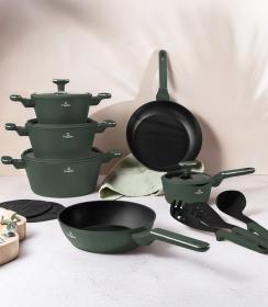 Berlingerhaus Sada nádobí s titanovým povrchem 15 ks Matte Green Collection