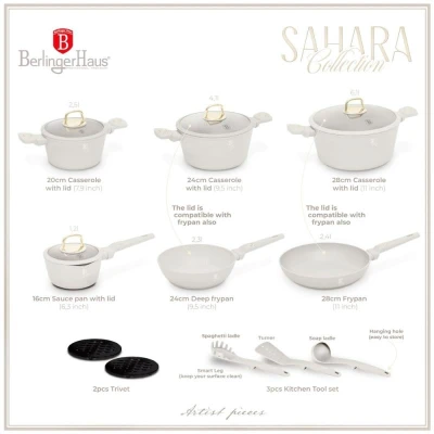Berlingerhaus Sada nádobí s titanovým povrchem 15 ks Sahara Collection