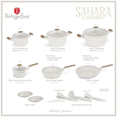 Berlingerhaus Sada nádobí s titanovým povrchem 15 ks Sahara Nordic Collection