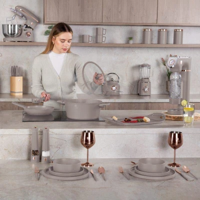 Berlingerhaus Sada nádobí s titanovým povrchem 15 ks Taupe Nordic Collection