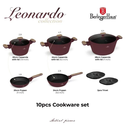 Berlingerhaus Sada nádobí s titanovým povrchem 3 ks Leonardo Nordic Collection