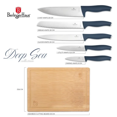 Berlingerhaus Sada nožů 6 ks s bambusovým prkénkem Deep Sea Collection