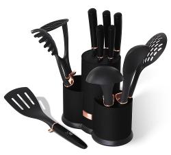 Berlingerhaus Sada nožů a kuchyňského náčiní ve stojanu 12 ks Black Rose Collection