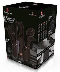 Berlingerhaus Sada nožů a kuchyňského náčiní ve stojanu 12 ks Black Rose Collection