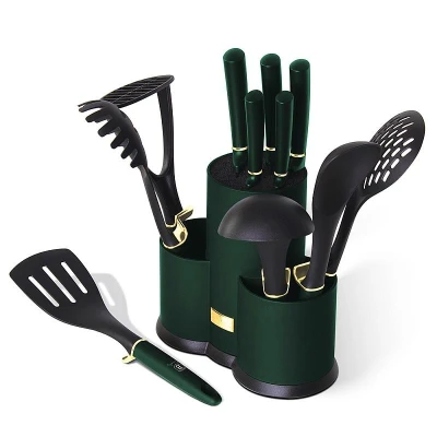 Berlingerhaus Sada nožů a kuchyňského náčiní ve stojanu 12 ks Emerald Collection
