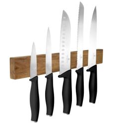 Berlingerhaus Sada nožů s magnetickým držákem z akátového dřeva 6 ks Matt Black Collection