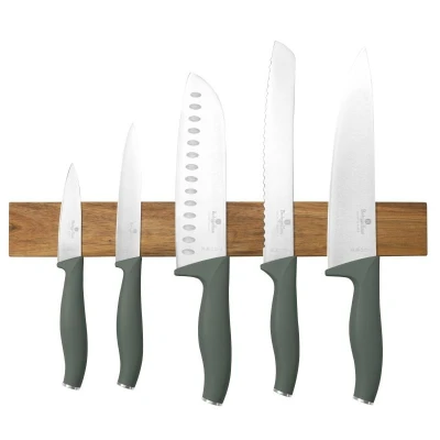 Berlingerhaus Sada nožů s magnetickým držákem z akátového dřeva 6 ks Matte Green Collection Berlingerhaus Sada nožů s magnetickým držákem z akátového dřeva 6 ks Matte Green Collection