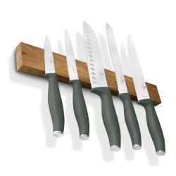Berlingerhaus Sada nožů s magnetickým držákem z akátového dřeva 6 ks Matte Green Collection