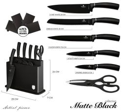 Berlingerhaus Sada nožů s nepřilnavým povrchem 11 ks ve stojanu Matte Black Collection