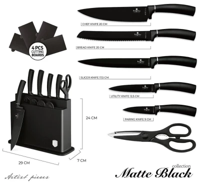 Berlingerhaus Sada nožů s nepřilnavým povrchem 11 ks ve stojanu Matte Black Collection