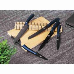 Berlingerhaus Sada nožů s nepřilnavým povrchem + prkénko 6 ks Aquamarine Metallic Line