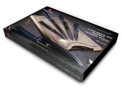 Berlingerhaus Sada nožů s nepřilnavým povrchem + prkénko 6 ks Aquamarine Metallic Line