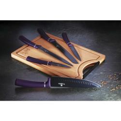 Berlingerhaus Sada nožů s nepřilnavým povrchem + prkénko 6 ks Purple Metallic Line