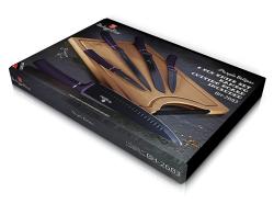Berlingerhaus Sada nožů s nepřilnavým povrchem + prkénko 6 ks Purple Metallic Line