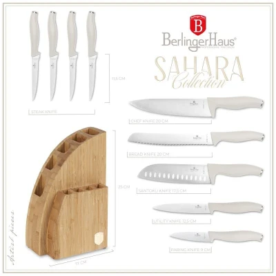 Berlingerhaus Sada nožů se stojanem BAMBOO 10 ks Leonardo Collection (VÝPRODEJ)