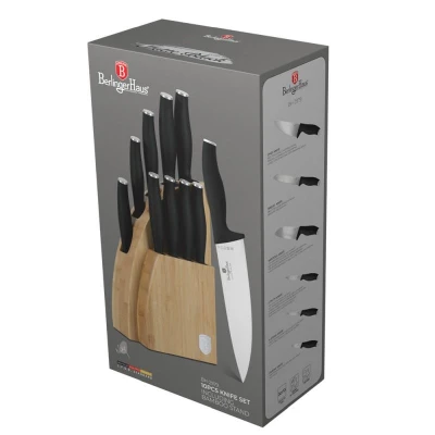 Berlingerhaus Sada nožů se stojanem BAMBOO 10 ks Matte Black Collection