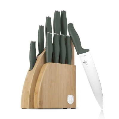 Berlingerhaus Sada nožů se stojanem BAMBOO 10 ks Matte Green Collection