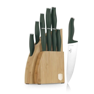 Berlingerhaus Sada nožů se stojanem BAMBOO 10 ks Matte Green Collection