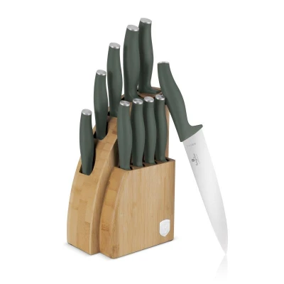 Berlingerhaus Sada nožů se stojanem BAMBOO 10 ks Matte Green Collection