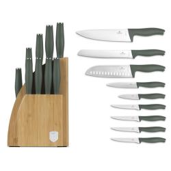 Berlingerhaus Sada nožů se stojanem BAMBOO 10 ks Matte Green Collection