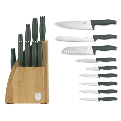 Berlingerhaus Sada nožů se stojanem BAMBOO 10 ks Matte Green Collection