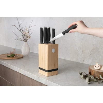 Berlingerhaus Sada nožů se stojanem BAMBOO 6 ks Matte Black Collection