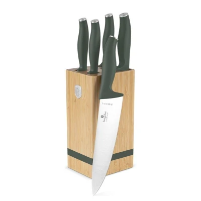 Berlingerhaus Sada nožů se stojanem BAMBOO 6 ks Matte Green Collection