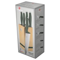 Berlingerhaus Sada nožů se stojanem BAMBOO 6 ks Matte Green Collection