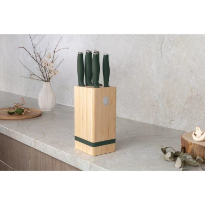 Berlingerhaus Sada nožů se stojanem BAMBOO 6 ks Matte Green Collection
