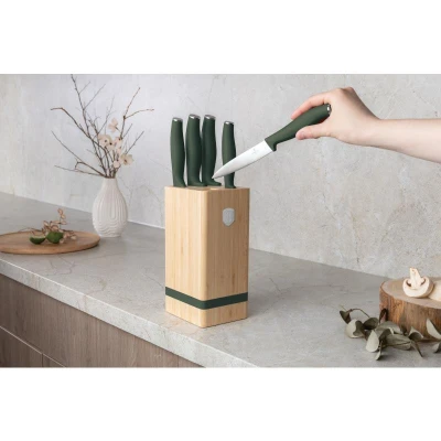 Berlingerhaus Sada nožů se stojanem BAMBOO 6 ks Matte Green Collection