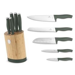 Berlingerhaus Sada nožů se stojanem BAMBOO 6 ks Matte Green Collection