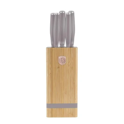Berlingerhaus Sada nožů se stojanem BAMBOO 6 ks Taupe Collection