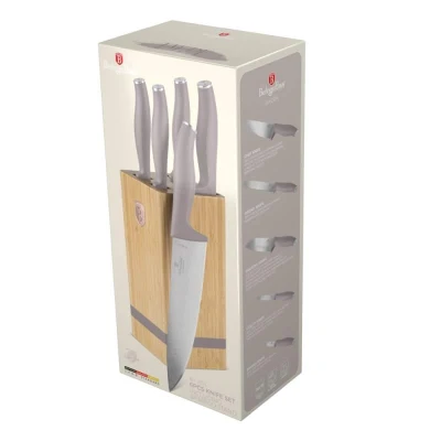 Berlingerhaus Sada nožů se stojanem BAMBOO 6 ks Taupe Collection