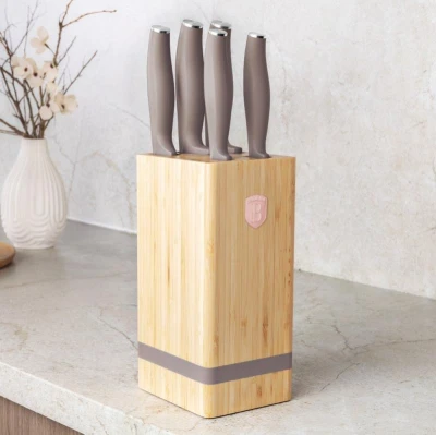 Berlingerhaus Sada nožů se stojanem BAMBOO 6 ks Taupe Collection