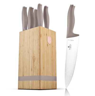 Berlingerhaus Sada nožů se stojanem BAMBOO 6 ks Taupe Collection