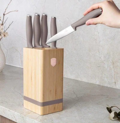 Berlingerhaus Sada nožů se stojanem BAMBOO 6 ks Taupe Collection