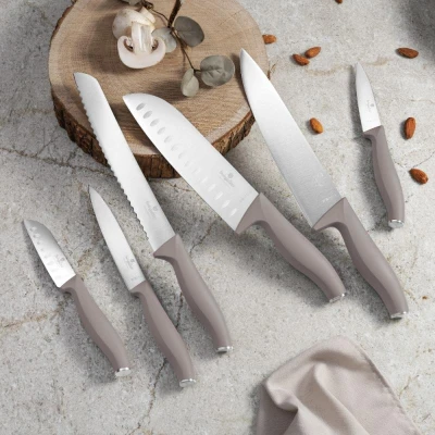 Berlingerhaus Sada nožů se stojanem BAMBOO 6 ks Taupe Collection