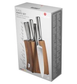 Berlingerhaus Sada nožů se stojanem z akátového dřeva 6 ks Stainless steel