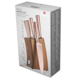 Berlingerhaus Sada nožů se stojanem z akátového dřeva 6 ks Taupe Collection