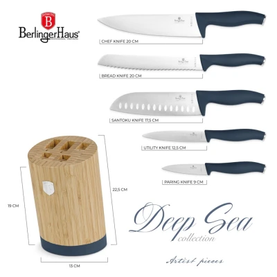 Berlingerhaus Sada nožů ve stojanu 6 ks Deep Sea Collection