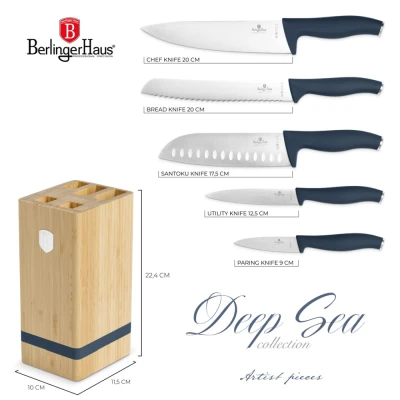 Berlingerhaus Sada nožů ve stojanu 6 ks Deep Sea Collection