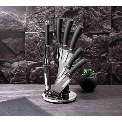 Berlingerhaus Sada nožů ve stojanu 8 ks Black Silver Collection