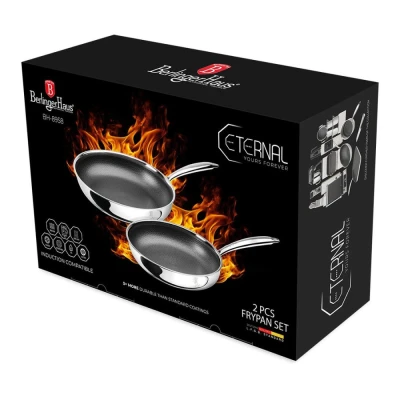 Berlingerhaus Sada pánví s 3D nepřilnavým povrchem 2 ks 24 / 28 cm nerez Eternal Collection