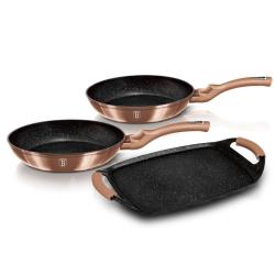Berlingerhaus Sada pánví s mramorovým povrchem 3 ks Metallic Line Rose Gold Edition