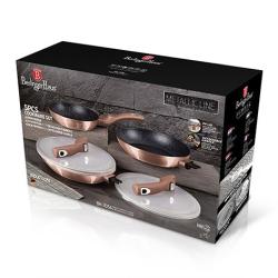Berlingerhaus Sada pánví s odnímatelnou rukojetí a mramorovým povrchem 5 ks Rosegold Metallic Line