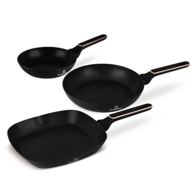 Berlingerhaus Sada pánví s titanovým povrchem 3 ks Black Rose Collection