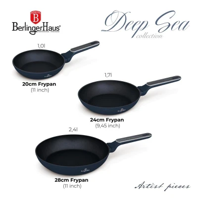 Berlingerhaus Sada pánví s titanovým povrchem 3 ks Deep Sea Collection