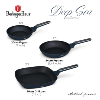 Berlingerhaus Sada pánví s titanovým povrchem 3 ks Deep Sea Collection