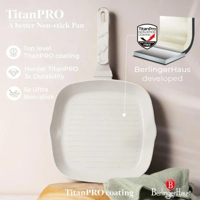 Berlingerhaus Sada pánví s titanovým povrchem 3 ks Sahara Marble Collection