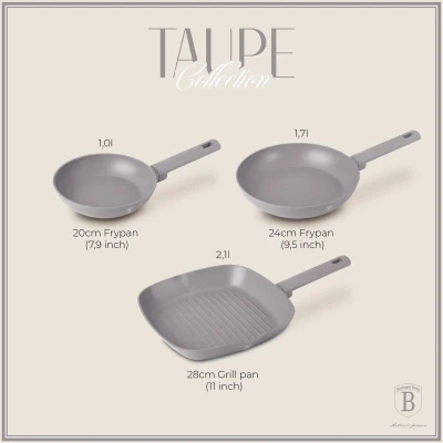 Berlingerhaus Sada pánví s titanovým povrchem 3 ks Taupe Collection